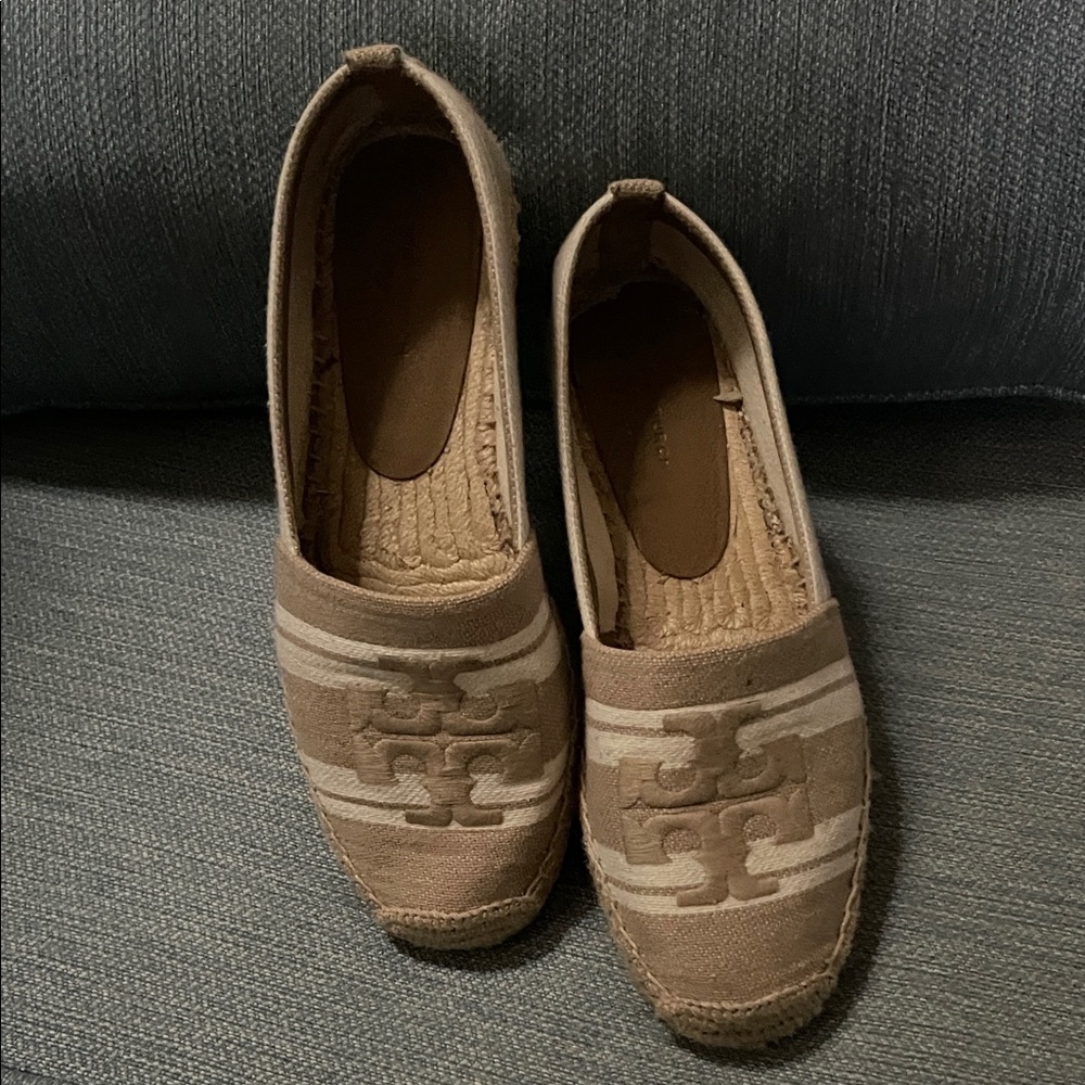 Tory Burch Beige and Cream Espadrilles